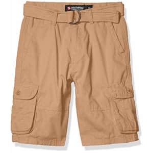 Southpole - Kids Boys' Big Belted Ripstop Basic Cargo Shorts, Khaki As, 8 for $16