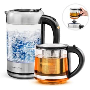 Ovente 1.7-Liter Glass Electric Kettle + 27-oz. Infuser Tea Kettle for $37