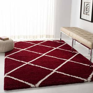 Safavieh Hudson Shag Collection SGH281R Diamond Trellis 2-inch Thick Area Rug, 3' x 5', Red/Ivory for $48 Safavieh Hudson Shag Collection SGH281R Diamond Trellis 2-inch Thick Area Rug, 3' x 5', Red/Ivory for $48