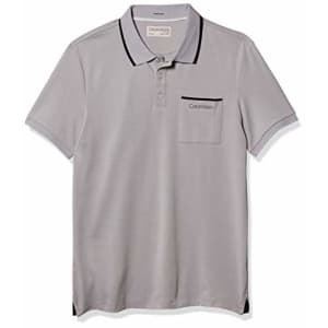 Calvin Klein Men's Move 365 Short Sleeve Quick Dry Moisture Wicking Logo Polo Shirt, Alloy Gray, for $49