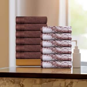 Superior Cotton 12 Piece Assorted Solid and Marble Face Towel Set, Daily Use, Soft, Absorbent, for $34