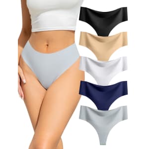 Voenxe Seamless Women Underwear Thongs 5-Pack for $8