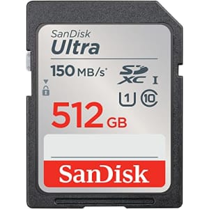 SanDisk 512GB Ultra SDXC UHS-I Memory Card - Up to 150MB/s, C10, U1, Full HD, SD Card - for $45