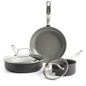 GreenPan Chatham Healthy Ceramic Nonstick, Cookware Pots and Pans Set, 5 Piece, Gray for $130