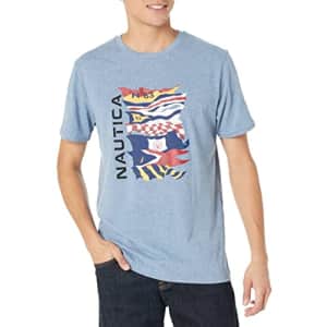 Nautica Men's Sustainably Crafted Flags Graphic T-Shirt, Deep Anchor Heather, XX-Large for $15