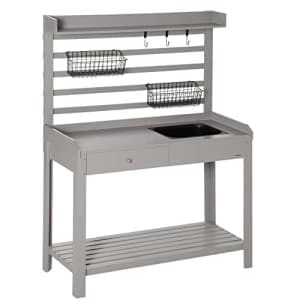 Outsunny Potting Bench Table, Garden Work Bench, Workstation with Metal Sieve Screen, Removable for $168