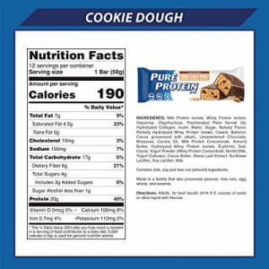 Pure Protein Bars Pack, Cookie Dough, 12 Count for $29