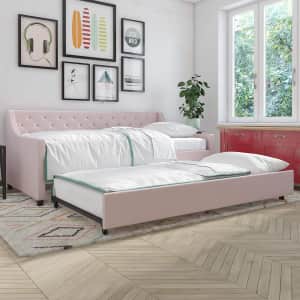 Novogratz Her Majesty Upholstered Daybed with Trundle for $305 Novogratz Her Majesty Upholstered Daybed with Trundle for $305
