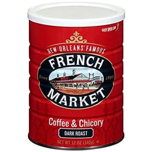 French Market Coffee, Coffee and Chicory, Dark Roast Ground Coffee, 12 Ounce Metal Can for $36