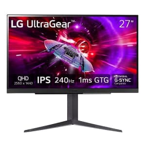 LG 27" Ultragear QHD (2560x1440) Gaming Monitor, 240Hz, 1ms, VESA DisplayHDR 400, G-SYNC and AMD for $400