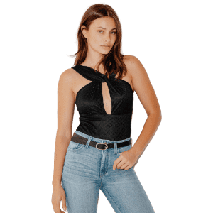 Lulus Women's You Pick the Spot Polka Dot Mesh Cutout Bodysuit for $15 Lulus Women's You Pick the Spot Polka Dot Mesh Cutout Bodysuit for $15