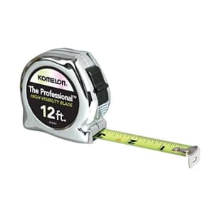 Komelon 412HV High-Visibility Professional Tape Measure, 12-Feet by 5/8-Inch, Chrome for $7