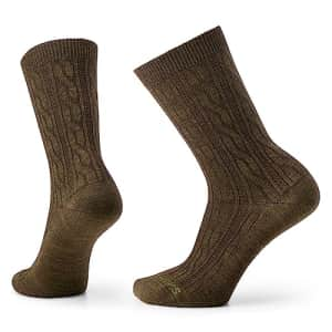 Smartwool Everyday Zero Cushion Merino Wool Cable Crew Socks for Men and Women, Military Olive, for $21