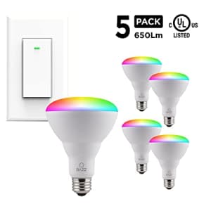 BAZZ WFKIT700 Smart Home Wi-Fi RGB 10W LED BR30 Bulb Kit, Switch Included, Energy Efficient, Alexa for $120
