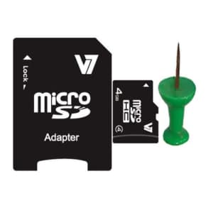 V7 VAMSDH4GCL4R-2E - Flash-Speicherkarte ( microSDHC/SD-Adapter inbegriffen ) - 4 GB for $15