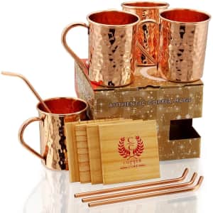 Copper Cure Copper Hammered Mugs Set for $39