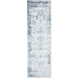 Unique Loom Sofia Collection Traditional Vintage Light Blue Runner Rug (2' x 7') for $28