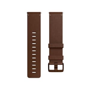 Fitbit Versa Family Accessory Band, Official Fitbit Product, Premium Horween Leather, Cognac, Large for $56