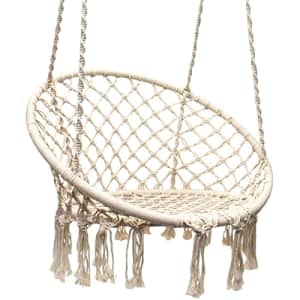 Sorbus Stylish Boho Swing Chair- Premium Cotton Celing Chair for Durability- Decorative Macrame for $65