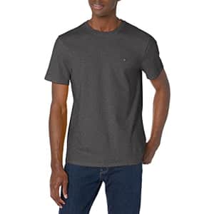 Tommy Hilfiger Men's Crewneck Flag T-Shirt, Charcoal Grey Heather, X-Small for $13