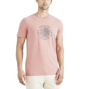 Dockers Men's Slim Fit Short Sleeve Graphic Tee Shirt, (New) Ash Rose Pink-SF Logo, 2X Large for $13