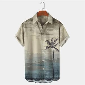 Men's Palm Tree Hawaiian Shirt for $7