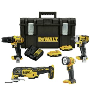 DeWalt 20V Max Li-ion Cordless 4-Tool Combo Kit w/ ToughSystem Toolbox for $240 DeWalt 20V Max Li-ion Cordless 4-Tool Combo Kit w/ ToughSystem Toolbox for $240