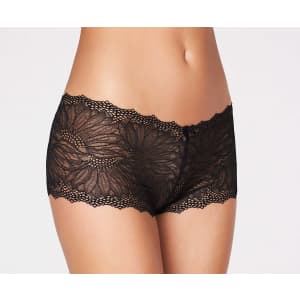 Frederick's of Hollywood Panties. They're mostly $9.50 per pair before the discount. Pictured is the Saffron Floral Lace Cheeky Panties ($10.50 before discount).