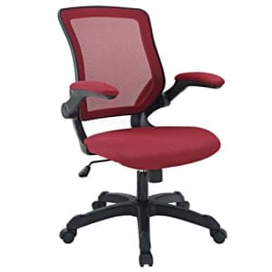 Modway Veer Office Chair with Mesh Back and Vinyl Seat With Flip-Up Arms in Red for $231