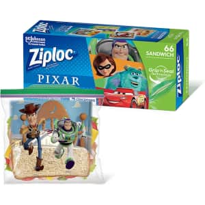Ziploc w/ Pixar Designs Sandwich 66-Count Box for $3