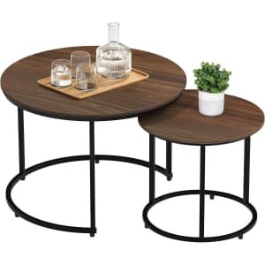 AuraBasic Round Coffee Table Set of 2 for $43