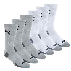 PUMA mens PUMA Men s 6 Pack Crew Socks, White/Grey, 10 13 US for $20