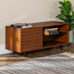 Welwick Designs 44" Solid Wood Slat Door Storage Bench for $160 Welwick Designs 44" Solid Wood Slat Door Storage Bench for $160