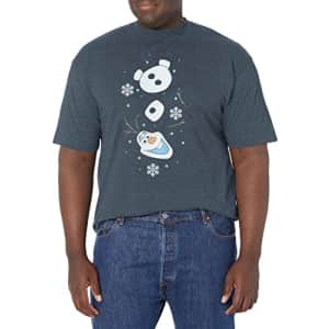 Disney Big & Tall Frozen Olaf Xmas Men's Tops Short Sleeve Tee Shirt, Navy Blue Heather, XX-Large for $10