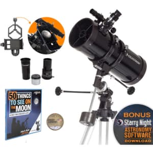 Celestron PowerSeeker 127EQ 127mm f/9 Reflector Telescope Apollo 11 Aniversary Bundle for $100 Celestron PowerSeeker 127EQ 127mm f/9 Reflector Telescope Apollo 11 Aniversary Bundle for $100