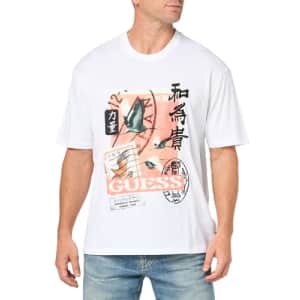 GUESS Men's Shirt, Pure White for $27