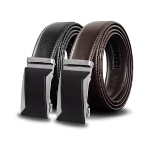 Men's Leather Ratchet Belts 2-Pack for $18