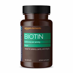 Amazon Elements Vegan Biotin 5000 mcg - Hair, Skin, Nails - 130 Capsules (4 month supply) for $7