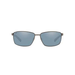 Costa Del Mar Men's Ponce Rectangular Sunglasses, Brushed Gunmetal/Grey Silver Mirrored Polarized for $115