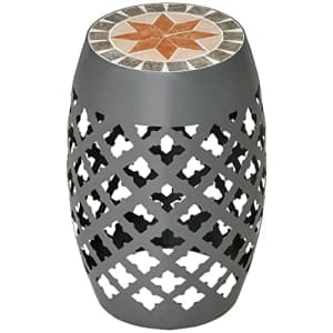 Outsunny 12" Patio Round Side Table, Outdoor Footstool, Garden Mosaic Accent Side Table, Plant for $46