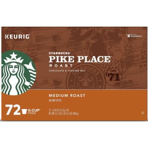 Starbucks Pike Place Coffee K-Cup 72-Pack for $34