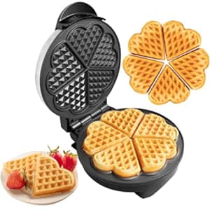 CucinaPro Heart Waffle Maker - Makes 5 Heart-Shaped Waffles - Non-Stick Baker for Easy Cleanup, Electric for $40