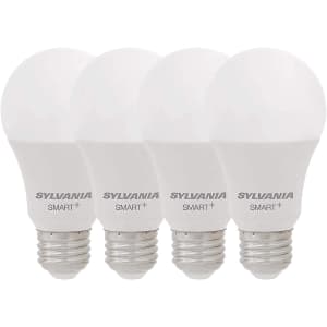 Sylvania Smart+ WiFi Soft White Dimmable A19 LED Light Bulb 4-Pack for $23
