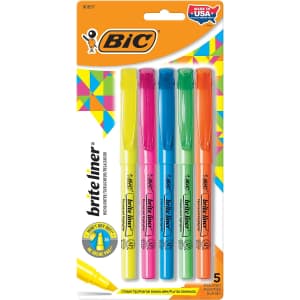 BIC Brite Liner Highlighters 5-Pack for $1