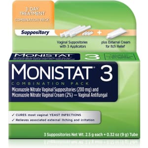 Monistat 3-Day Yeast Infection Treatment Suppositories + Itch Relief Cream for $14