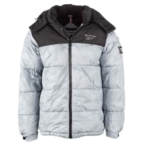 Reebok Men's Puffer Jacket. Use coupon code "PZY36RMPJ-FS" to get this price, easily the best we could find. It's available in Gray, Blue, or Black.