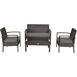 Costway Patio Rattan Wicker 4-Piece Furniture Set for $190 Costway Patio Rattan Wicker 4-Piece Furniture Set for $190