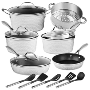 Granitestone 15 Piece Pots and Pans Set Nonstick Cookware Set, Pot and Pan Set, Kitchen Cookware for $127