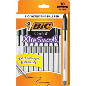 BIC Cristal Xtra Smooth Ballpoint Pen 10-Pack for $7
