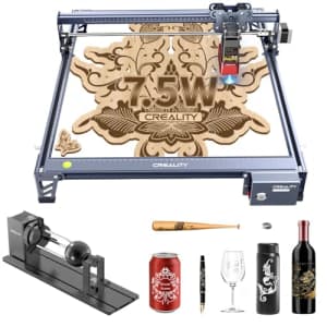 Creality Laser Engraver 3-in-1 Laser Rotary Roller Pro for Glass Tumbler Ring, 7.5W Laser Cutter, for $379